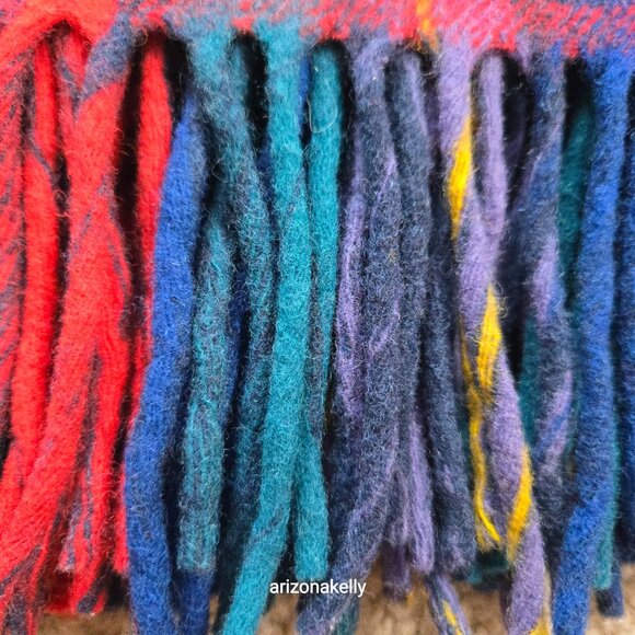 Vintage Pendleton WOOL Wrap Colorful Plaid Thick Excellent Condition - Picture 4 of 16